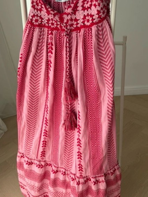 Zara boho chic embroidered long dress, pink red, size L