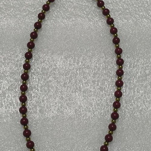 Handmade necklace with glass pearls and gold hematite balls new