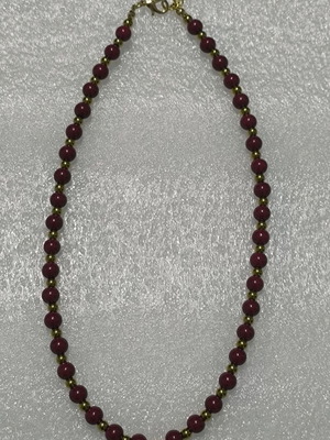 Handmade necklace with glass pearls and gold hematite balls new