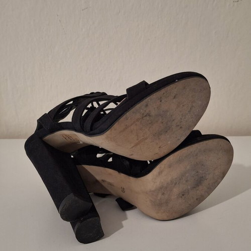 Tsakiris Mallas black gladiator sandals like new, 12cm heel
