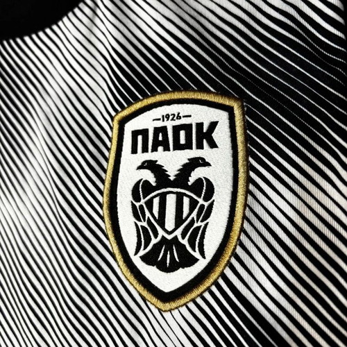PAOK FC training shirt, black and white, size S, Macron
