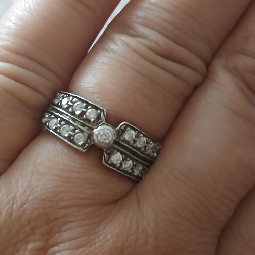 Ring with zirconia, 925 silver, 17.5 mm, like new