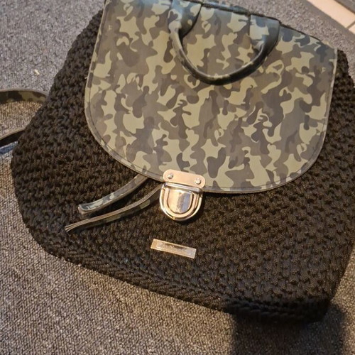 Knitted backpack like new with camo flap