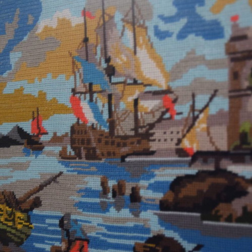 Large embroidered painting used, design size 50x90cm without frame