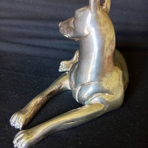 Silvered dog statuette used, 16.5/8 cm