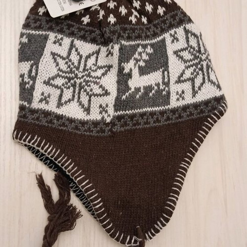 Peruvian wool hat new, brown, size L