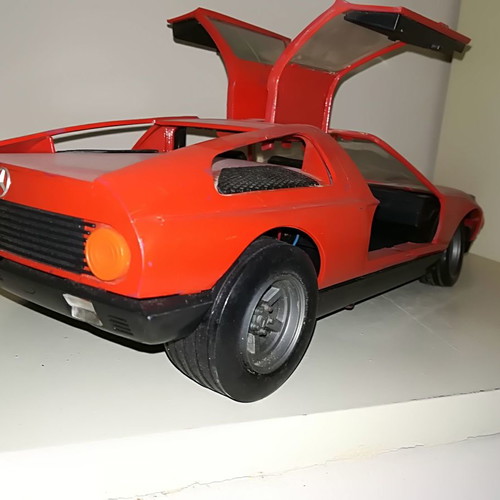 Mercedes C111 Rex plastic toy car used, missing steering wheel, 1980s