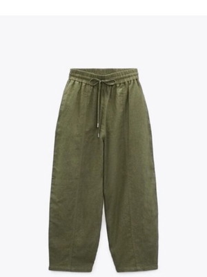 Zara linen pants like new, khaki with side and back pockets