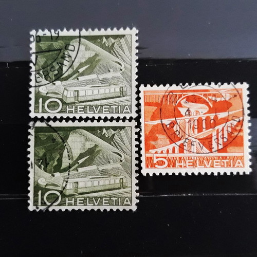 Γραμματόσημα Ελβετίας 1949, Σιδηρόδρομος, σε άριστη κατάσταση, 3 τεμάχια