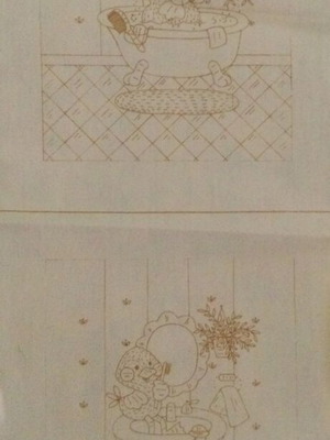 Vintage embroidery fabric set with duckling designs by The Creative Circle new