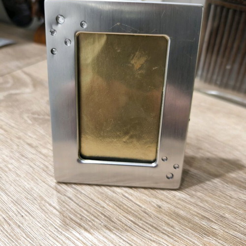 Pictureframe small unused with strass, aluminum 7.39x10cm