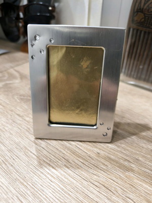Pictureframe small unused with strass, aluminum 7.39x10cm