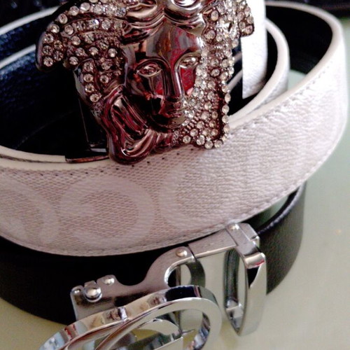 Luxury leather belts new, set of 2 with G and Medusa symbols