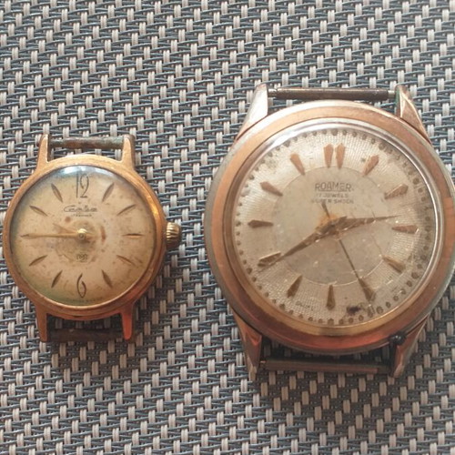 Roamer and Slava mechanical watches used, unisex, gold plated