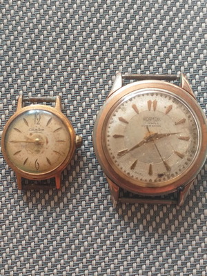 Roamer and Slava mechanical watches used, unisex, gold plated