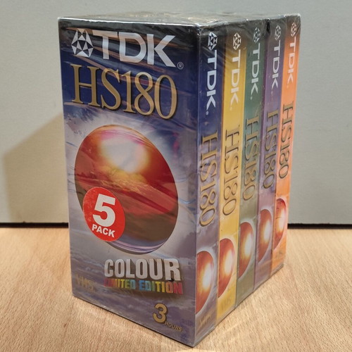 TDK HS 180 Colour United Edition VHS set of five new, sealed