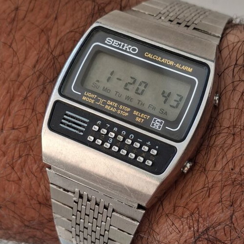 Seiko digital calculator watch 1980 used, functional