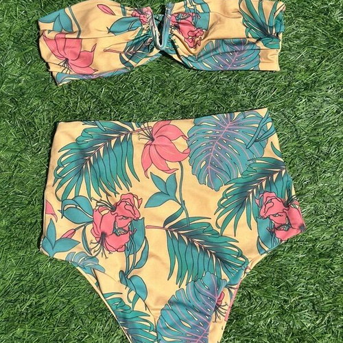 Vassia Kostara high-waisted bikini like new with tropical floral print