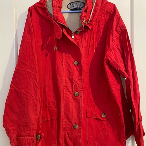 Zara Trafaluc red hooded rain jacket used size M