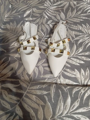 Ciaodea women's mules new, white with gold studs, size 38