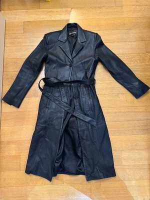 Leather coat black, like new, size S