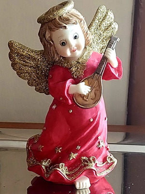 Vintage decorative angel used, handmade ceramic