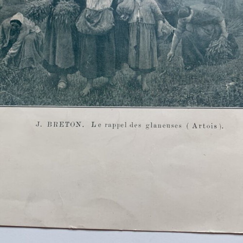Antique print 1900 Jules Breton Le rappel des glaneuses used