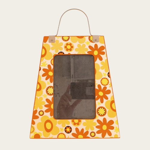 Children's orange floral frame used, hanging, 9x14cm