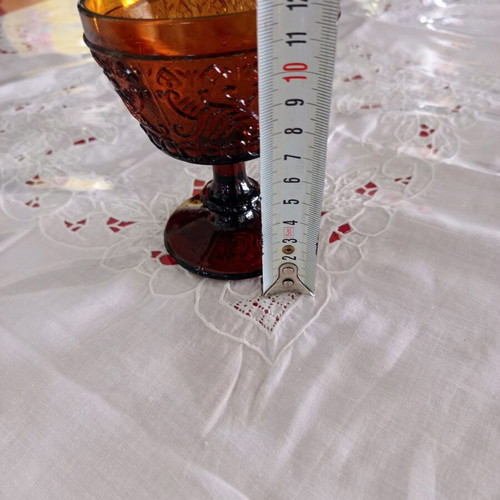 Vintage Amber glass tumbler with embossed patterns like new