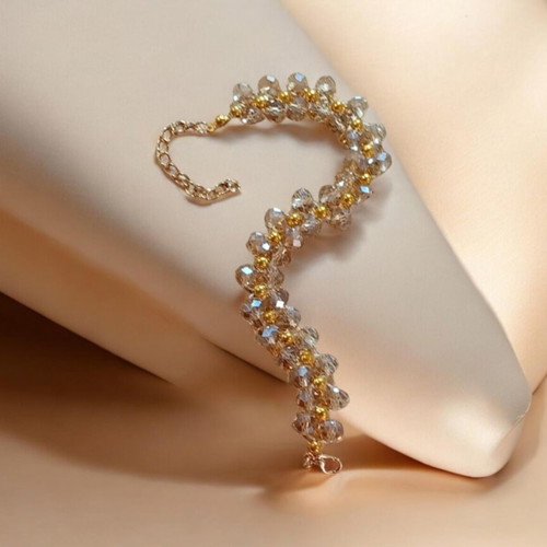 Handmade bracelet new, beige and gold