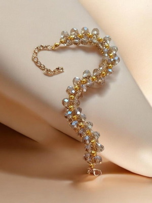 Handmade bracelet new, beige and gold
