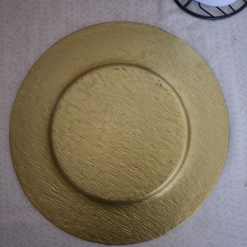 Decorative platter used, unique olive green color
