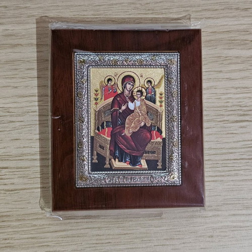 Russian Style Icon of Virgin Mary with Christ new, 925 silver with certificate