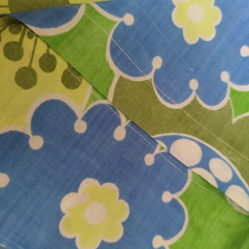 Cotton duvet cover new with retro floral design in blue and green