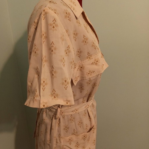Vintage midi dress style 60's like new, beige, cotton fabric