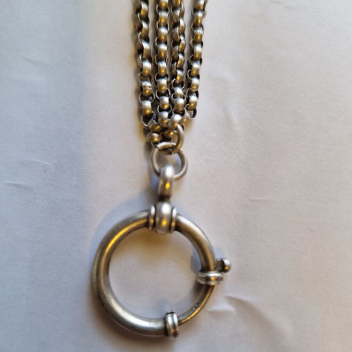 Kiousteki pocket watch chain used, vintage silver 800