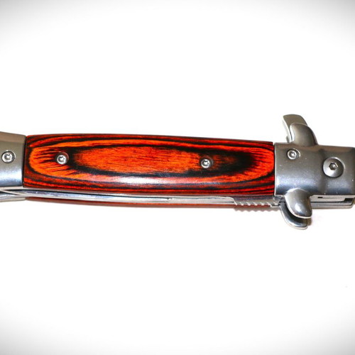 Italian Frank Bertame folding pocket knife with teak wood handle and leather sheath new