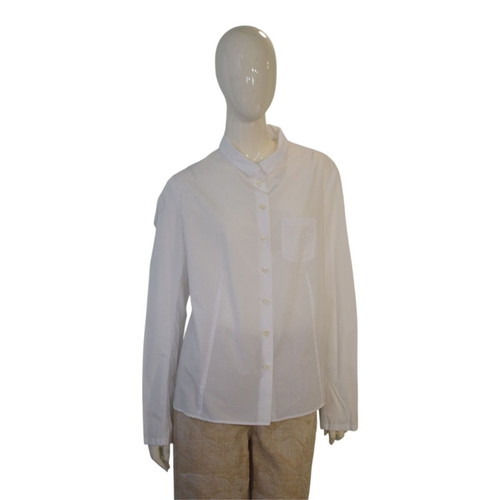 Rundholz white cotton poplin shirt tunic with back zipper, size L