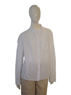 Rundholz white cotton poplin shirt tunic with back zipper, size L