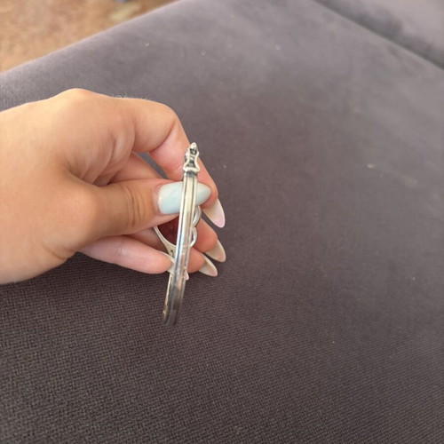 Silver bracelet with amber, unique design