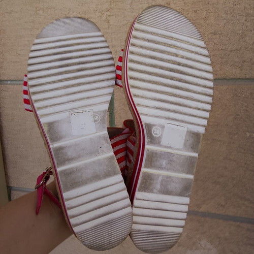 Voi & Noi sandals size 38 used, white and red platform