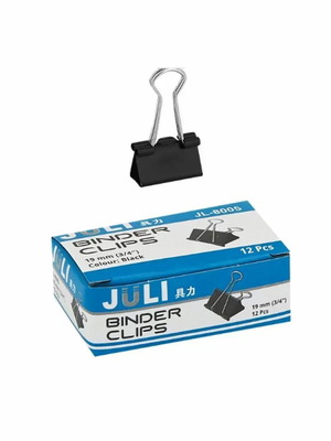 Binder clips new, pack of 12 pcs 19mm