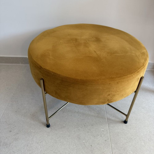 JYSK PADBORG pouf, mustard velvet with gold metal base