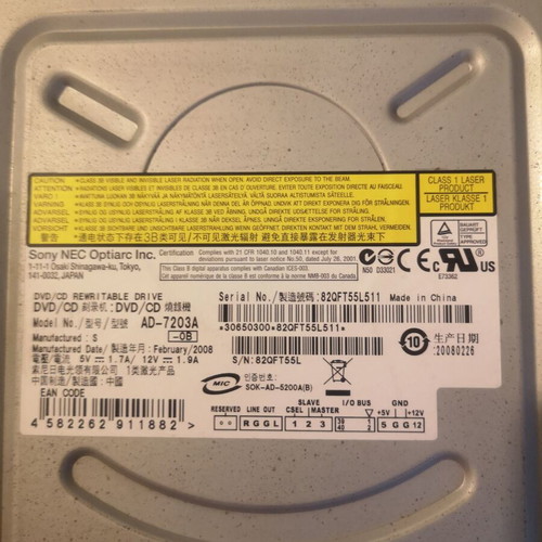Sony NEC Optiarc DVD CD rewritable used