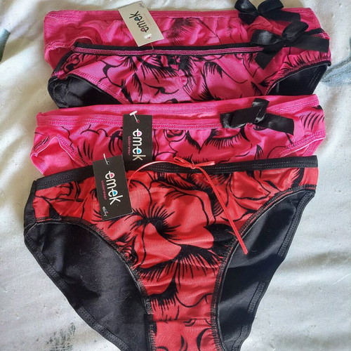 Emek panties new, pack of 3, black and pink