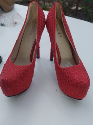 Women's red high heel shoes 15cm like new, size 41