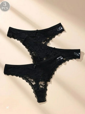 Women's lingerie set 3 pieces size XL new, black