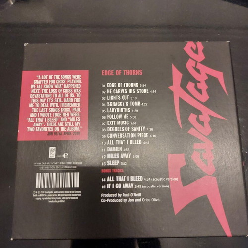Savatage Edge of Thorns CD album reissue digipak like new, metal