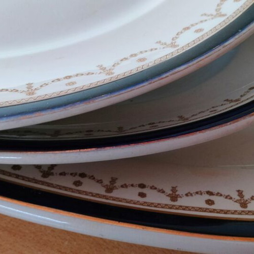 Dunn Bennett Royal Victoria Pottery set of 3 vintage English platters used