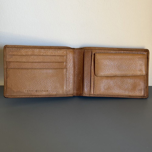 Tommy Hilfiger leather men's wallet used, tan color